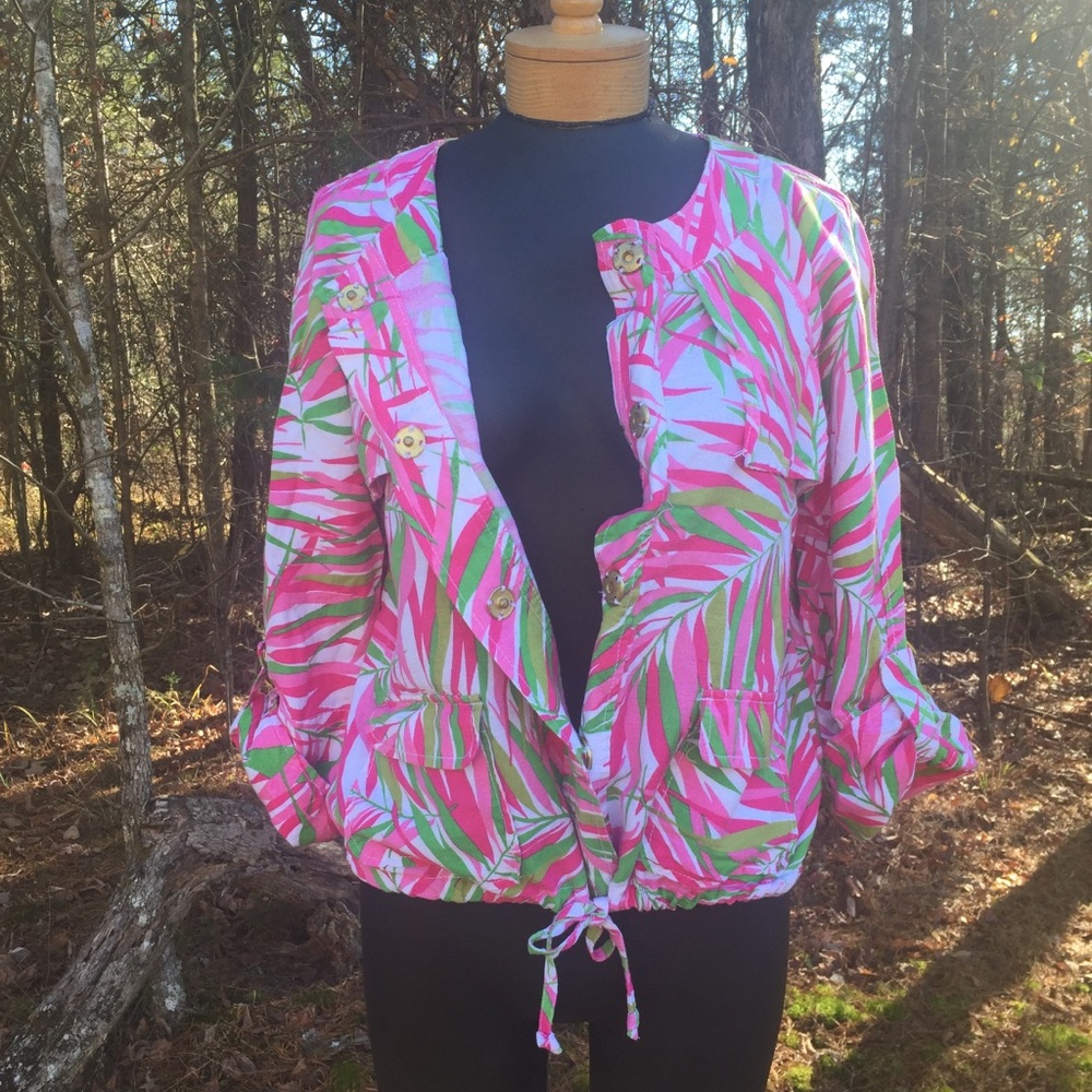 Ruby Rd Jacket 10 Linen Blend Tropical Beach Boat - image 3